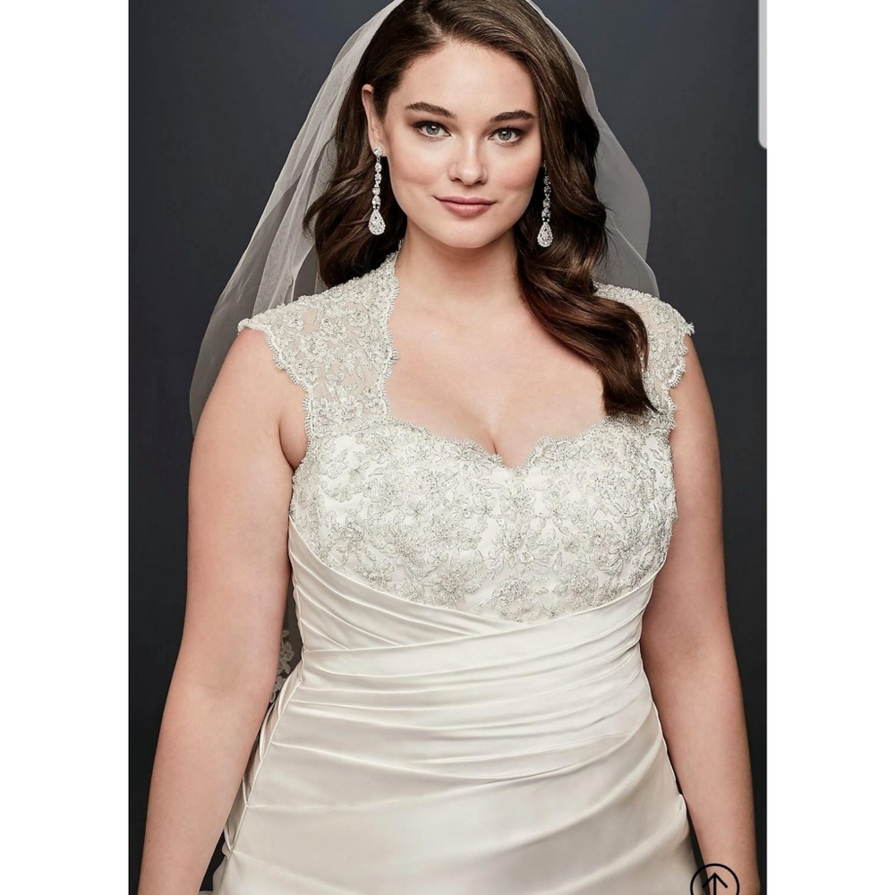 David's Bridal NWT Cap Sleeve A Line Wedding Dress - Picture 11 of 11